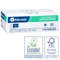 MERIDA OPTIMUM toilet paper in sheets, white, two-ply, V-folded, carton 9000 pcs. (40 packs of 225 pcs.), 2-ply, whiteness 75% ECOLABEL